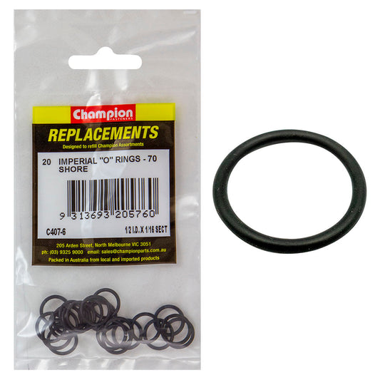 Champion 1/2in (I.D.) x 1/16in Imperial O-Ring -20pk