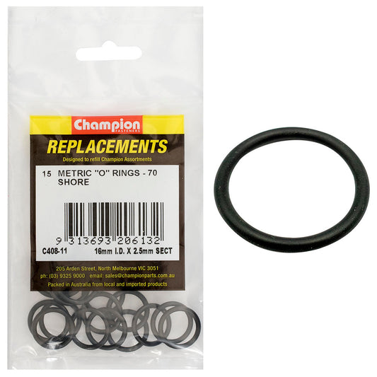 Champion 16mm (I.D.) x 2.5mm Metric O-Ring -15pk