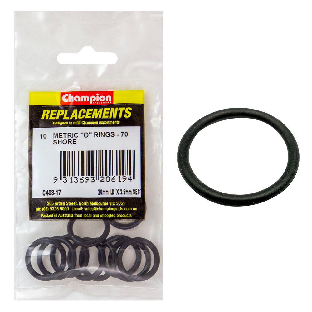 Champion 20mm (I.D.) x 3.5mm Metric O-Ring -10pk