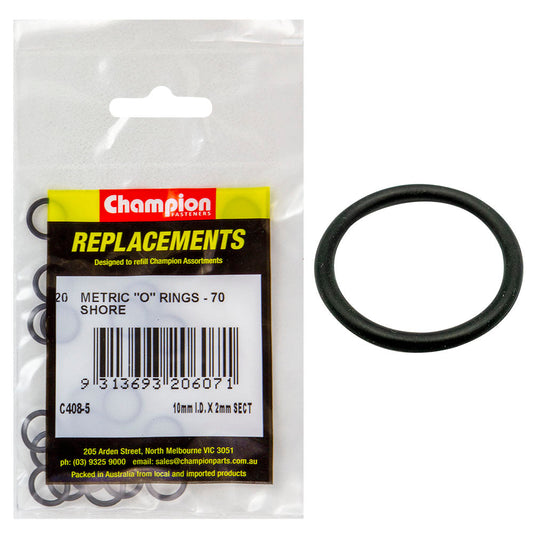 Champion 10mm (I.D.) x 2mm Metric O-Ring -20pk