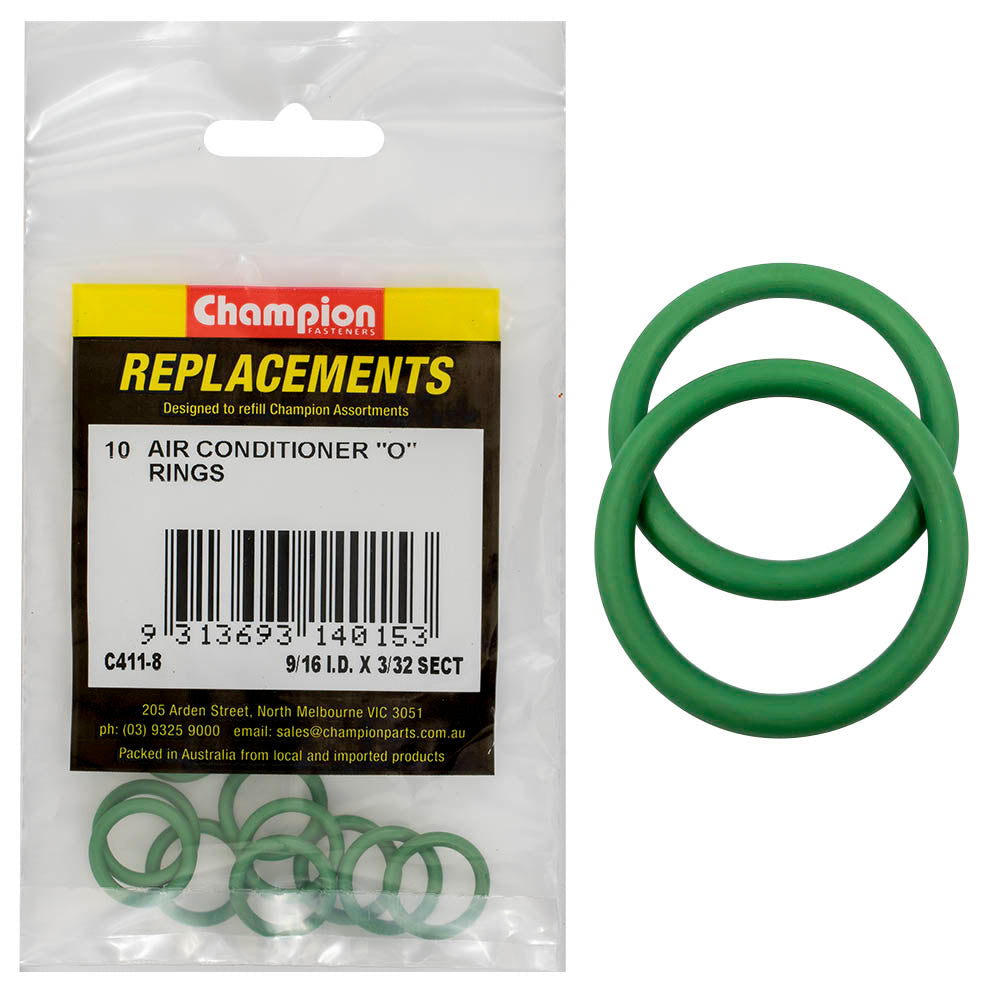 Champion 9/16in (I.D) x 3/32in Air Cond. (Hmbr) O-Rings-10pk