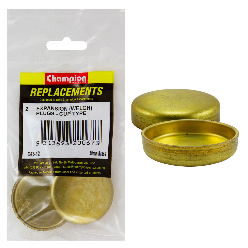 Champion 50mm Brass Expansion (Frost) Plug -Cup Type -2pk