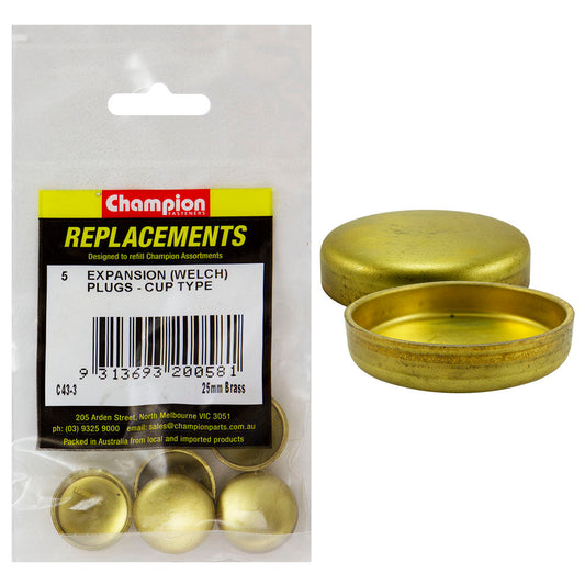 Champion 25mm Brass Expansion (Frost) Plug -Cup Type -5pk**