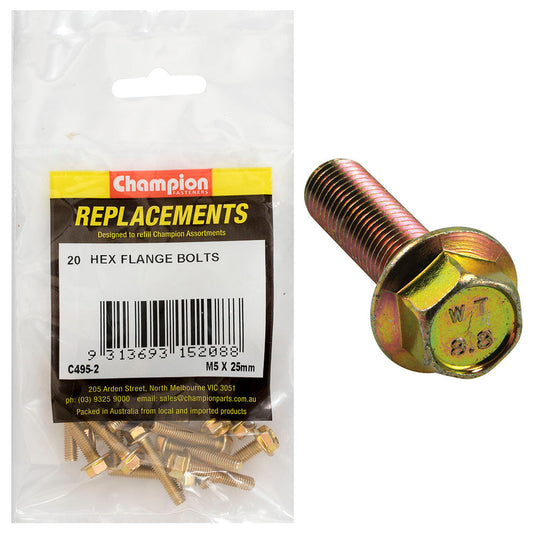 Champion M5 x 25mm Flange Head Set Screw -Gr8.8 -20pk