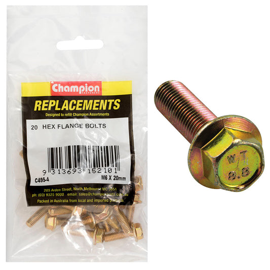 Champion M6 x 20mm Flange Head Set Screw -Gr8.8 -20pk