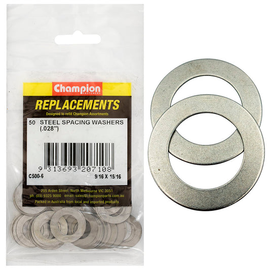 Champion 9/16 x 15/16 x1/32in(22G) Steel Spacing Washer-50pk