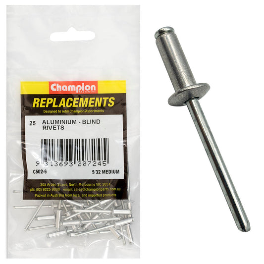 Champion 5/32in x 0.450in (11.43mm) Medium Blind Rivets-25pk