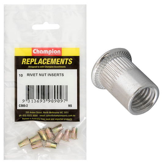 Champion M5 Steel Rivet Nut inserts -10pk