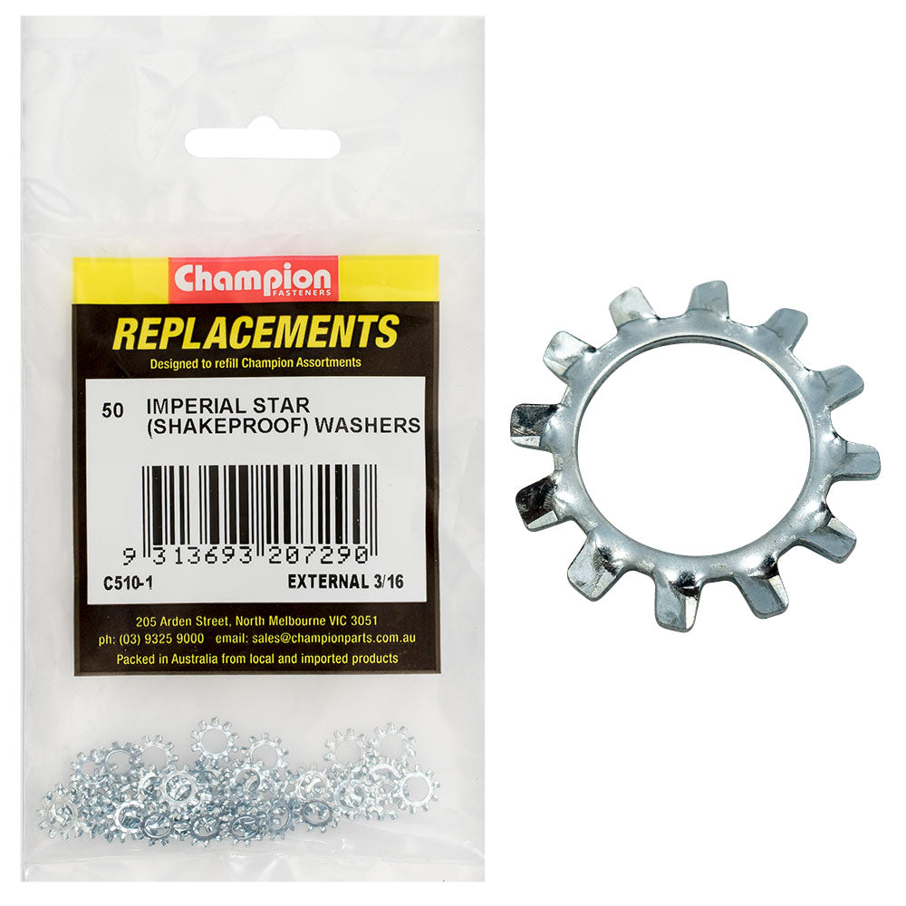 Champion 3/16in External Star Washer -50pk