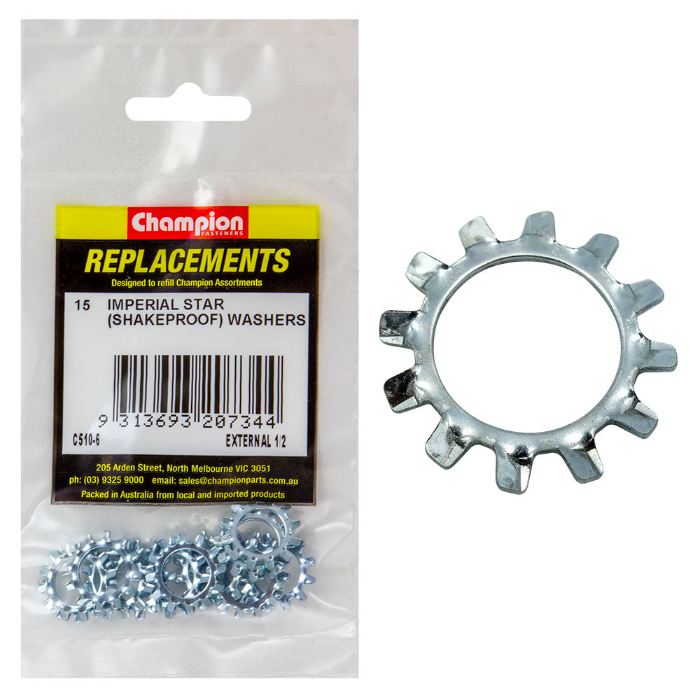 Champion 1/2in External Star Washer -15pk