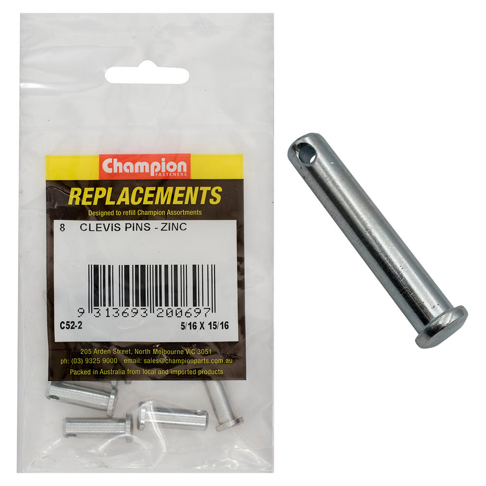 Champion 5/16in x 15/16in Clevis Pin -8pk