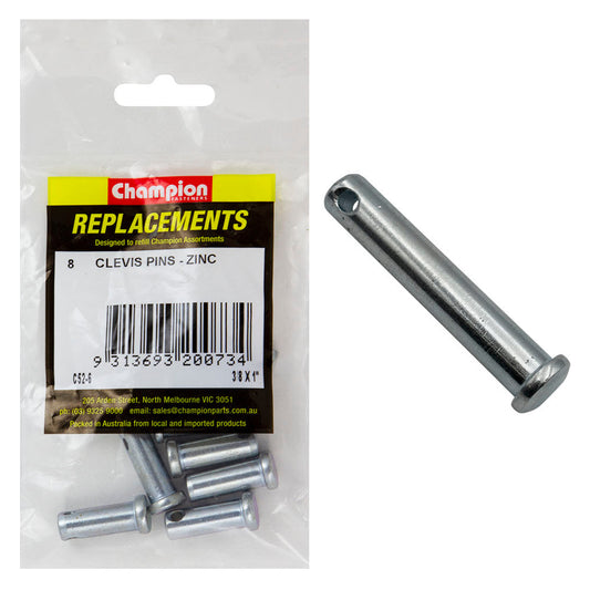 Champion 3/8in x 1in Clevis Pin -8pk
