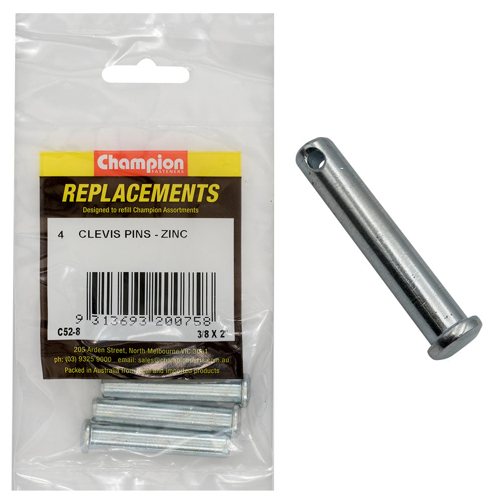 Champion 3/8in x 2in Clevis Pin -4pk