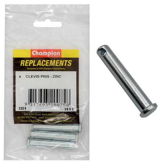 Champion 3/8in x 2in Clevis Pin -4pk