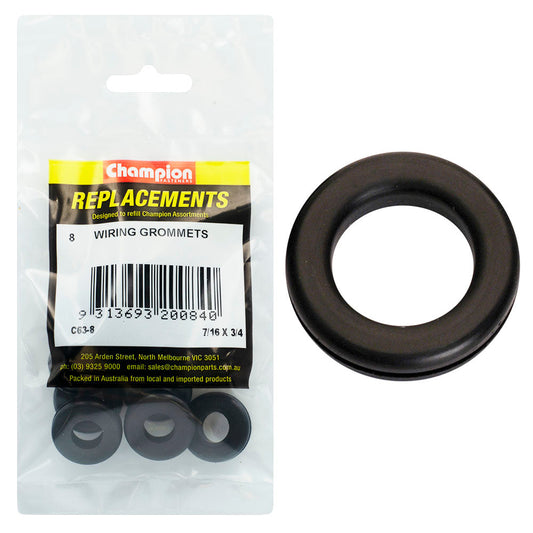 Champion 7/16in x 3/4in 1/in Rubber Wiring Grommet -8pk