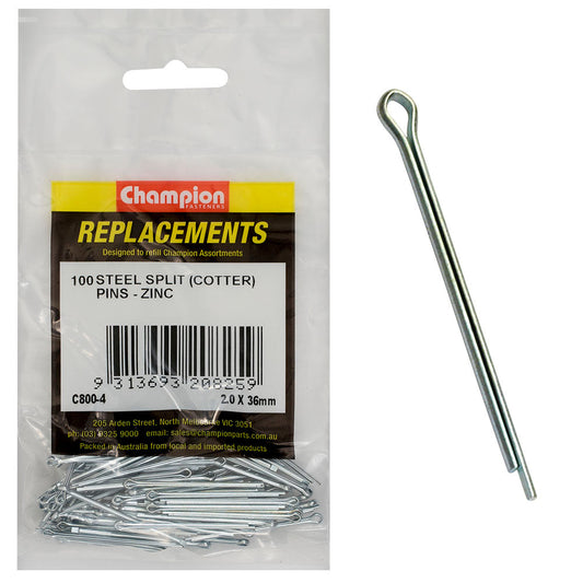 Champion 2.0mm x 36mm Steel Split (Cotter) Pin -100pk