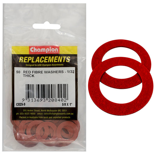 Champion 5/8in x 1in x 1/32in Red Fibre Washer -50pk
