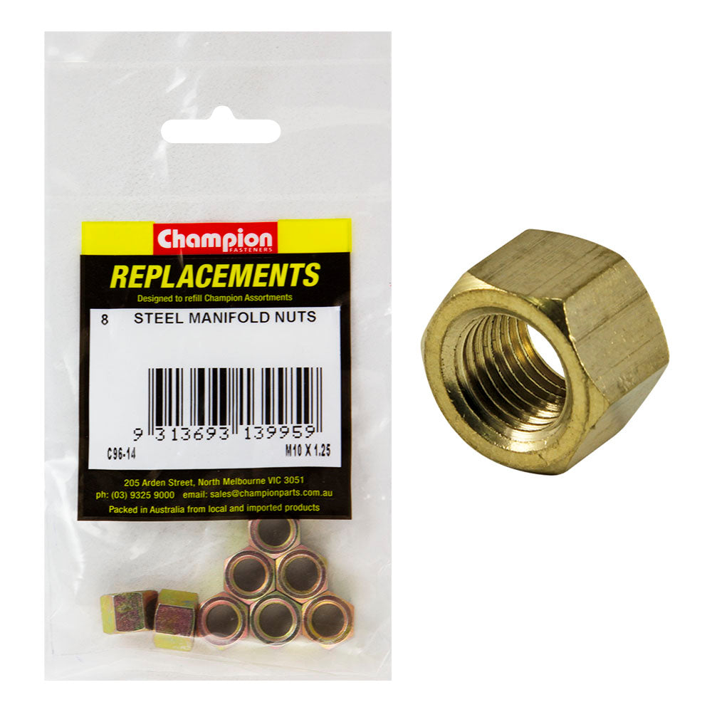 Champion M10 x 1.50mm Brass Manifold Nut -4pk