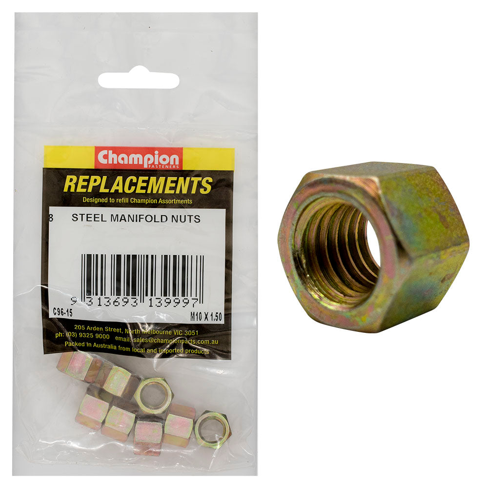Champion M10 x 1.50mm Steel Manifold Nut -8pk
