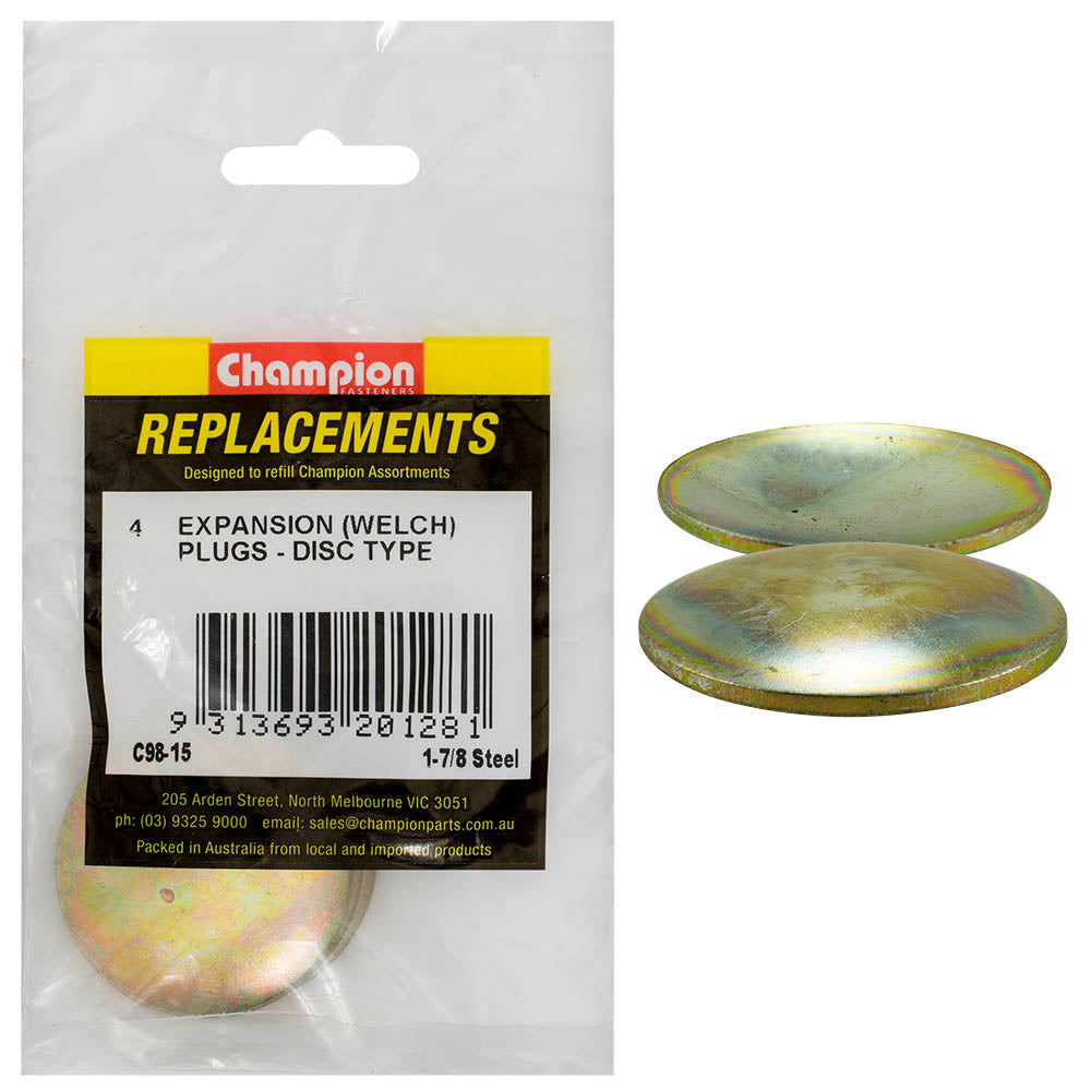 Champion 1-7/8in Expansion (Frost) Plug-Lens/Disc Type - 4pk