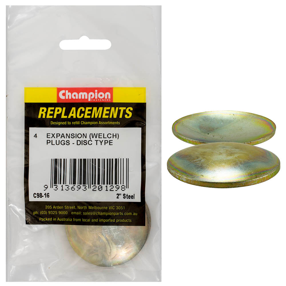 Champion 2in Steel Expansion (Frost) Plug-Lens/Disc Type-4pk