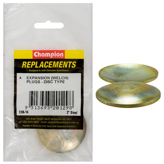 Champion 2in Steel Expansion (Frost) Plug-Lens/Disc Type-4pk