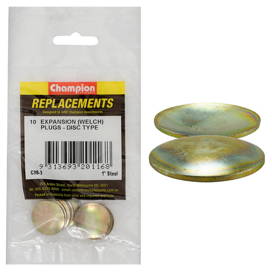 Champion 1in Steel Expansion (Frost) Plug-Lens/Disc Type-10p