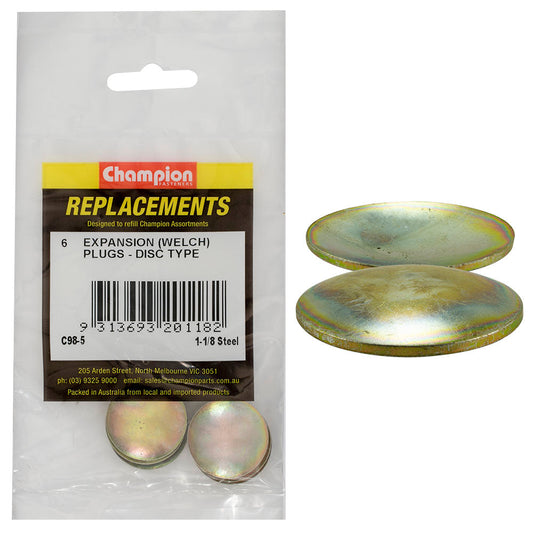 Champion 1-1/8in Expansion (Frost) Plug-Lens/Disc Type - 6pk