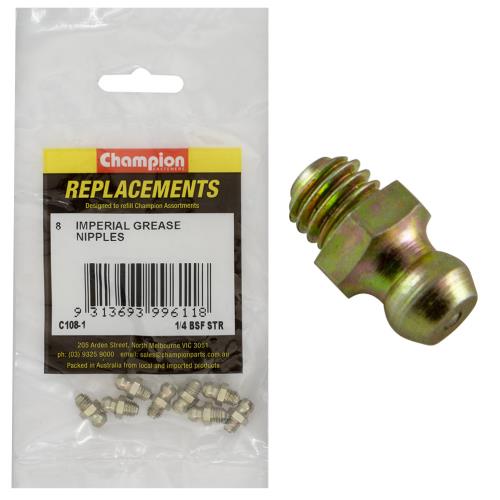 Champion 1/4in BSF Straight Grease Nipple - 100pk
