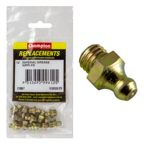 Champion 1/8in NPT (Briggs) Straight Grease Nipple - 100pk