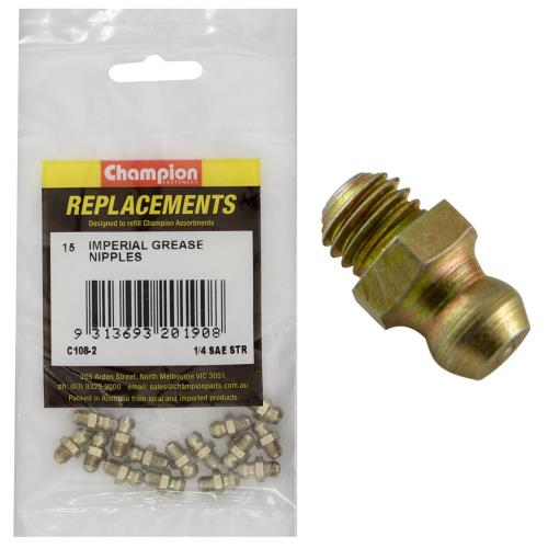 Champion 1/4in UNF (SAE) Straight Grease Nipple - 100pk