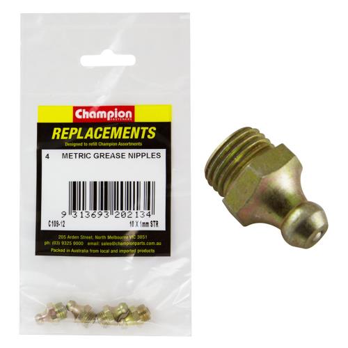 Champion M10 x 1.00mm Straight Grease Nipple - 25pk