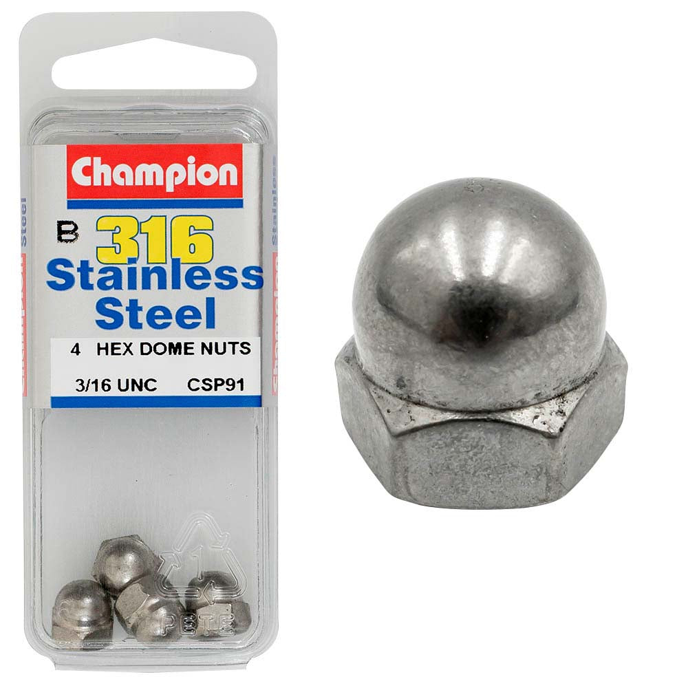 Champion 3/16in UNC Dome Nut 316/A4 (C)