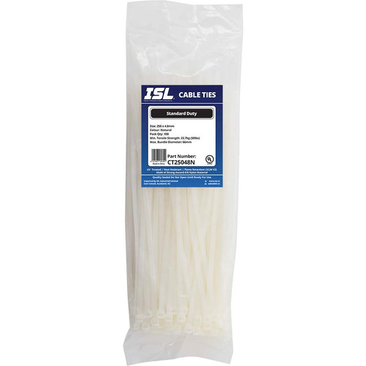 ISL 250 x 4.8mm Nylon Cable Tie - Nat. - 100pk