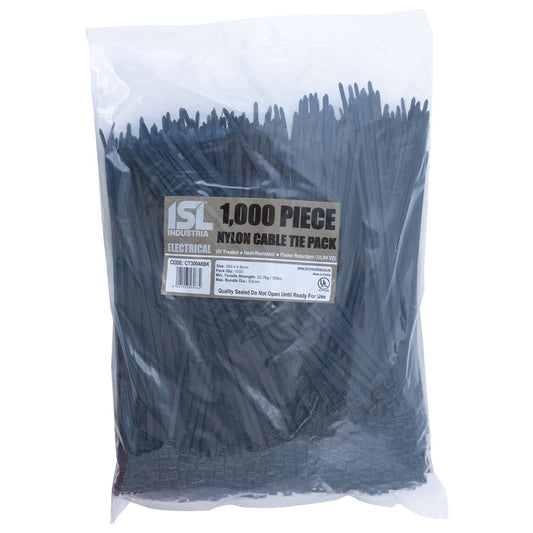ISL 300 x 4.8mm UV Nylon Cable Tie - Blk. - 1000pk