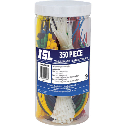 ISL 350pc ISL Coloured Cable Tie Assorted Pack