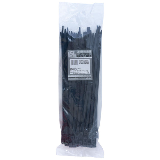 ISL 370x7.6mm Low Profile Cable Tie - UV Blk - 100pk