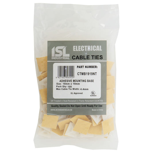 ISL 19 x 19mm Cable Tie mounting Base - Natural - 100pk