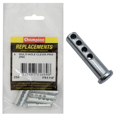 Champion 5/16 X 1-1/2in  Multi Hole Clevis Pin 6pk