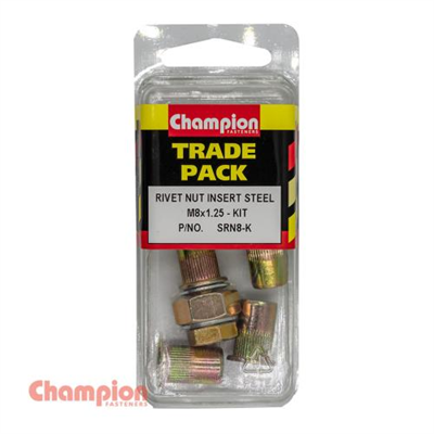 Champion Rivet Nut Insert Steel  M8x1.25 - Kit - 4pk