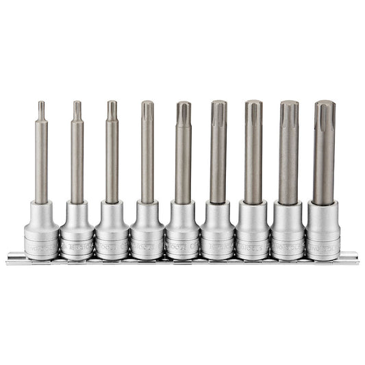 Teng 9pc 1/2in Dr. Long Ribe Bit Socket Set - M4-M13