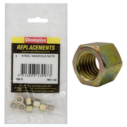 Champion M8 x 1.25mm Steel Manifold Nut - 25pk