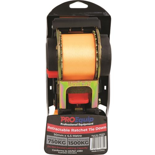 ProEquip Auto Ratchet Tie Down Strap 50mm x 4.5M LC750kg