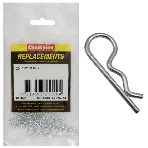 Champion R - Clip To Suit 3/16in To 1/4in Shaft Dia. - 100pk