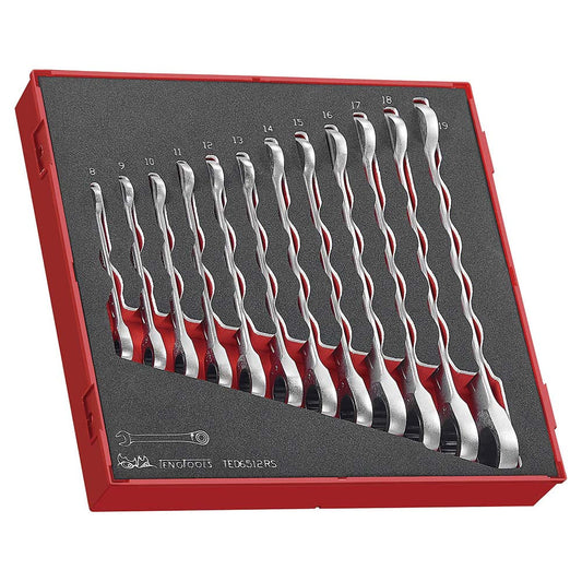 Teng 12pc Ratchet Combination Spanner Set 8-19mm - TED-Tray