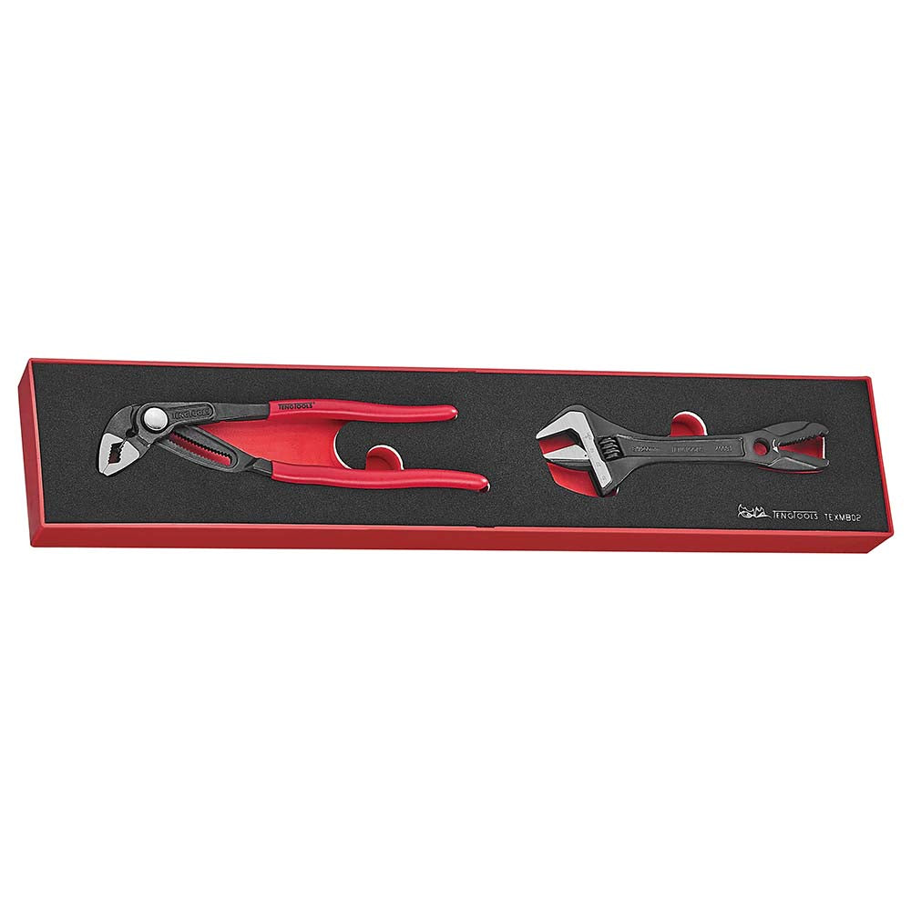 Teng 2pc Plier/Adjustable Wrench Set - TEX-Tray**