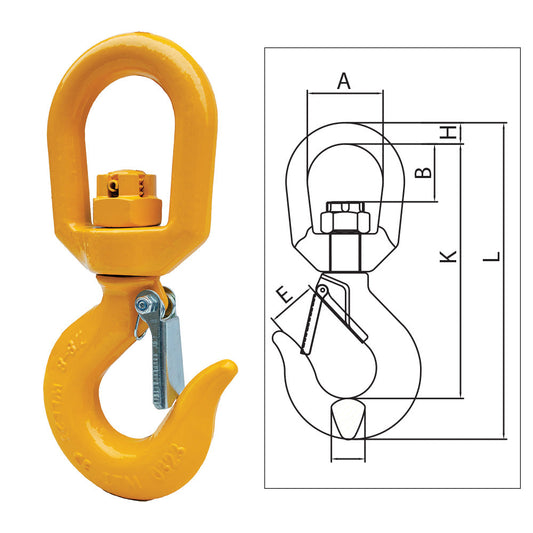 ITM G80 Eye Swivel Hook w/ Safety Latch-16mm Chain