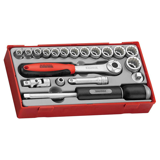 Teng 19pc 3/8in Dr. Skt & Acc Set 8-22mm (12-pt) - TC-Tray