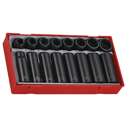 Teng 16pc 1/2in Dr. mm Reg/Deep Imp Skt Set - TC-Tray