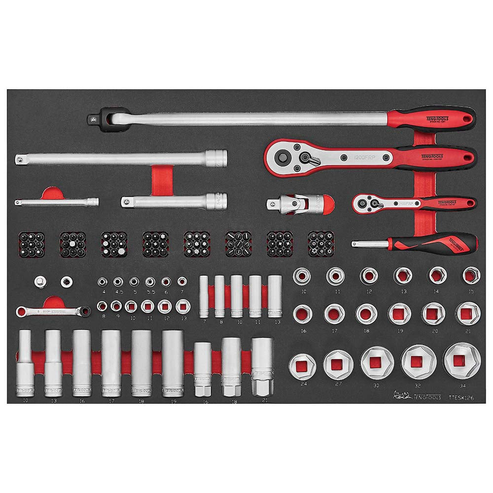 Teng 126pc Socket Set 1/4 & 1/2in Dr. (EVA)
